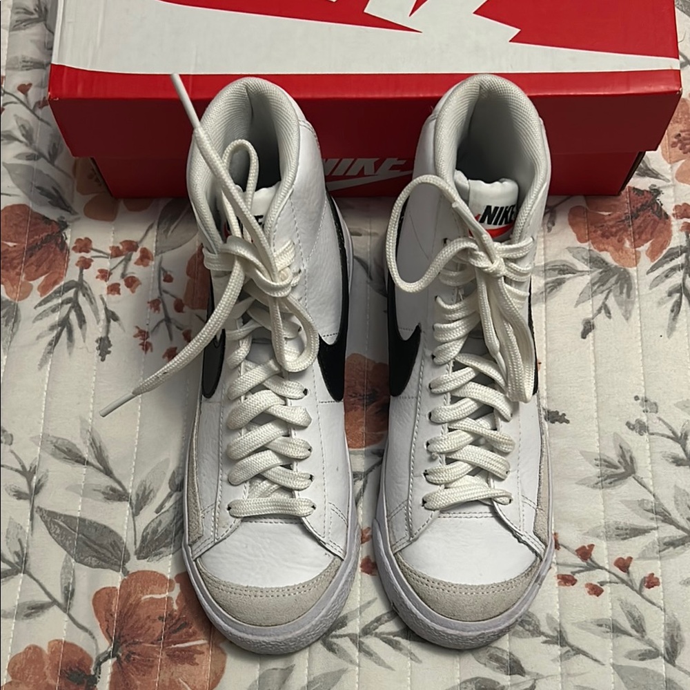 Nike White and Black High-Top Sneakers
